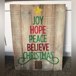 Rustic Christmas Wooden Sign with Joyful Message